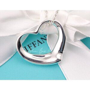Tiffany & Co. Elsa Peretti Large 27mm Open Heart Pendant Necklace on 18" Chain